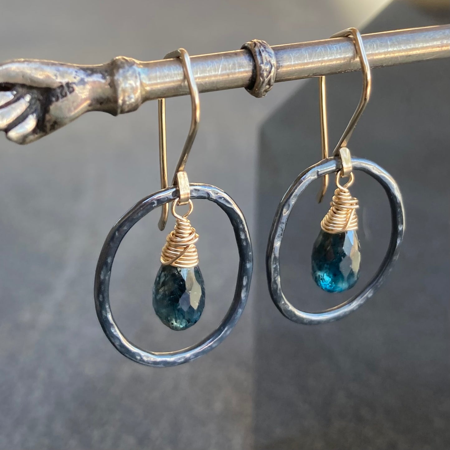 Moss Kyanite & Mixed Metal Hoops