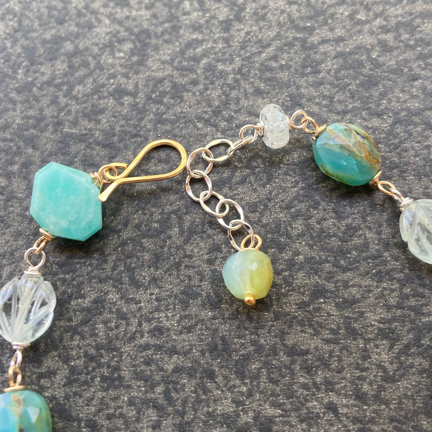 Amazonite Multi Gemstone & Mixed Metal Bracelet