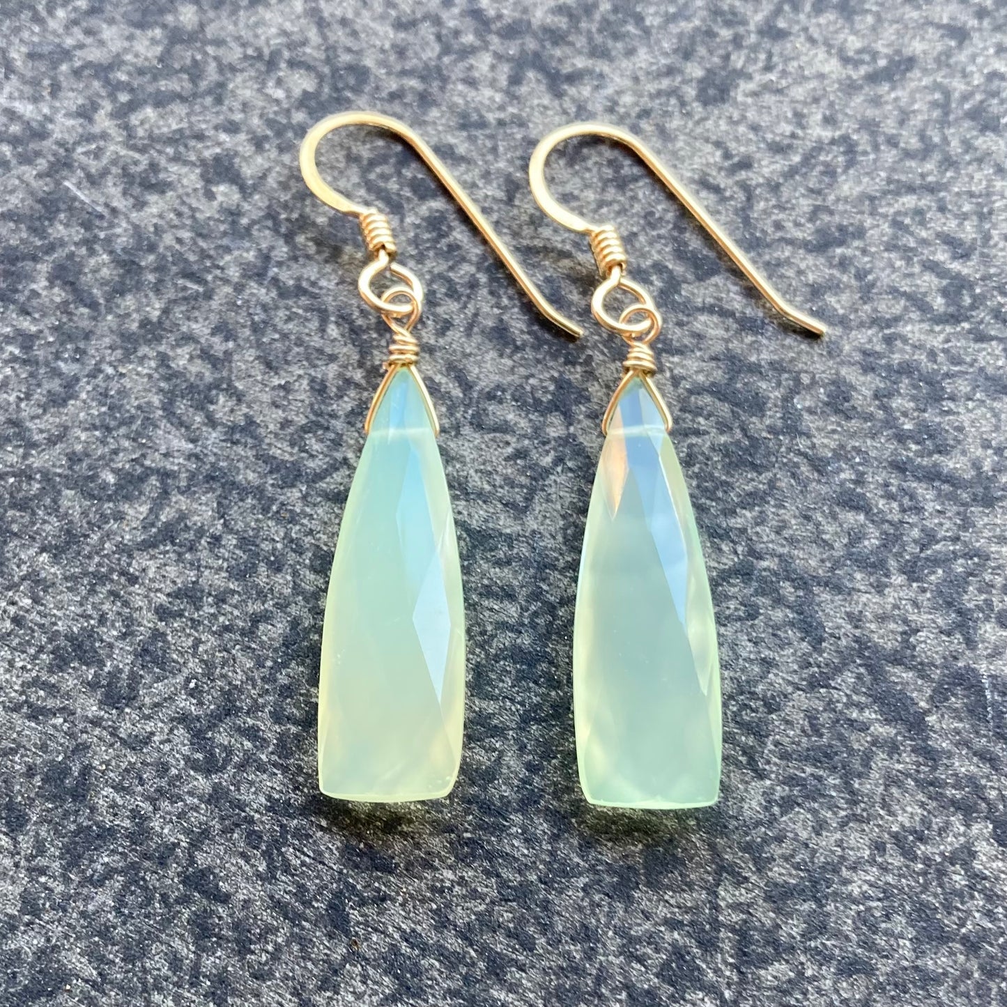 Aqua Chalcedony & Gold Earrings