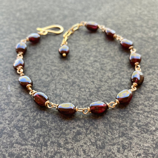 Rhodolite Garnet & Gold Bracelet