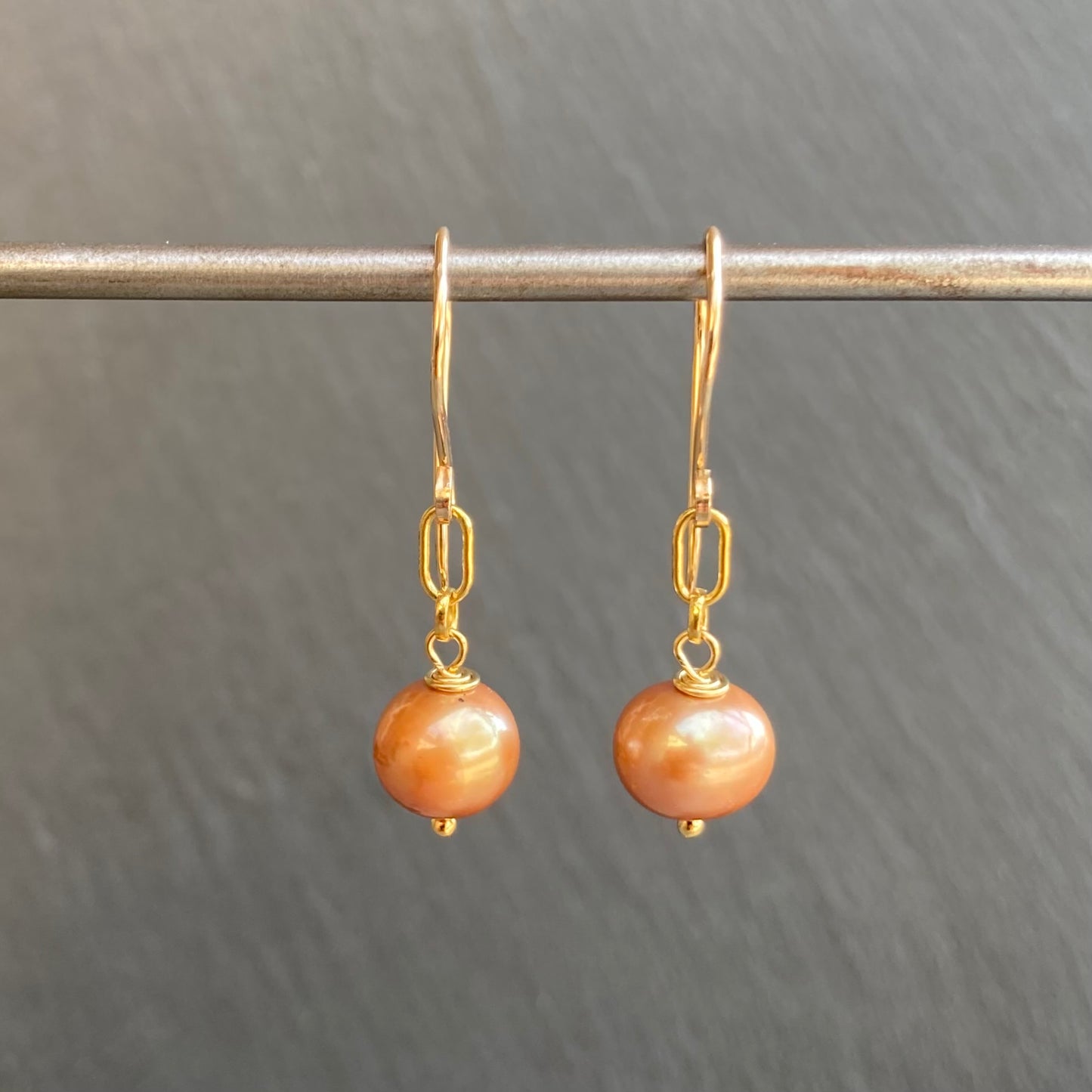Champagne Pearl & Gold Earrings