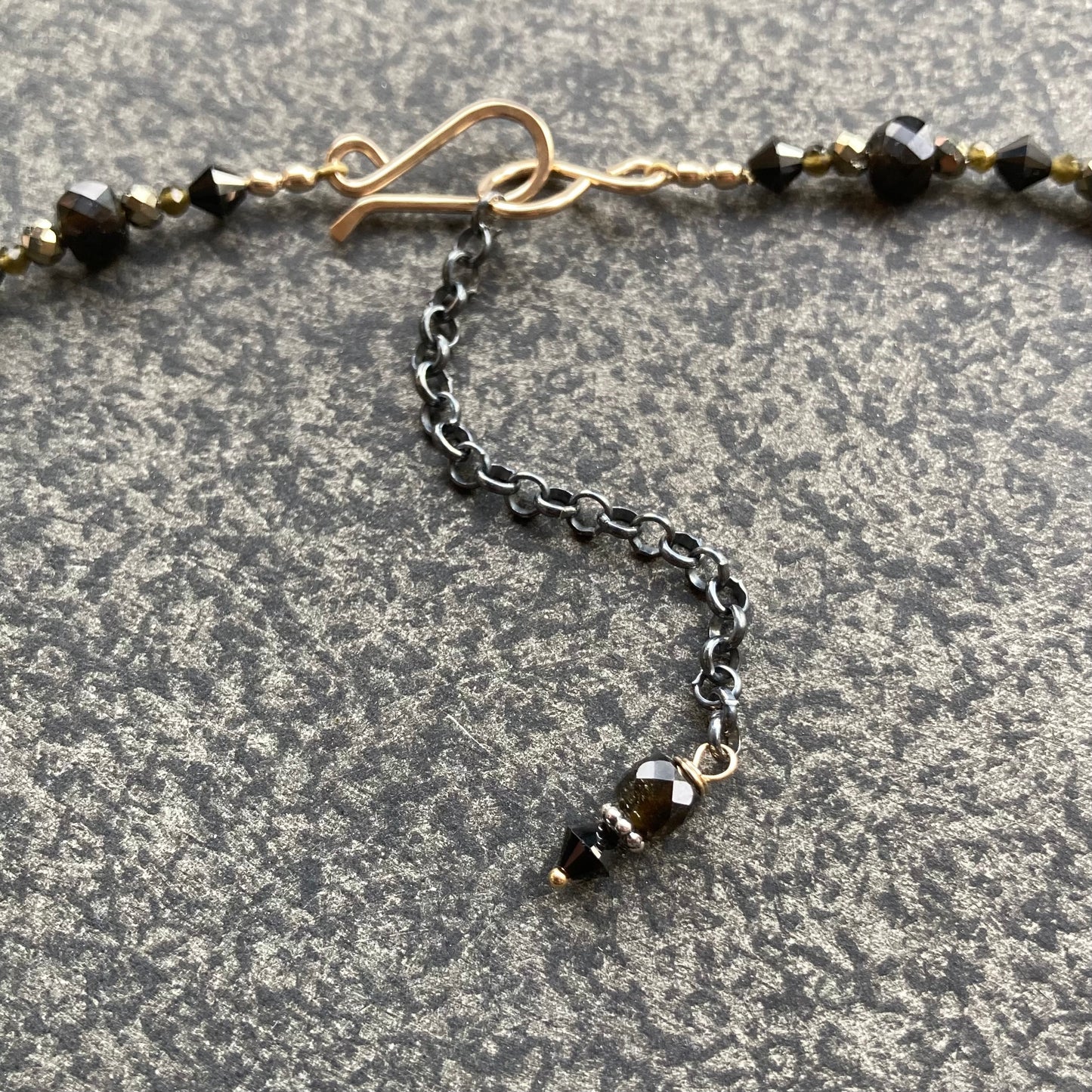 Pyrite, Golden Obsidian, Black Spinel & Mixed Metal Collar