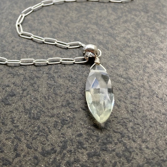 Green Amethyst & Sterling Silver Pendant Necklace