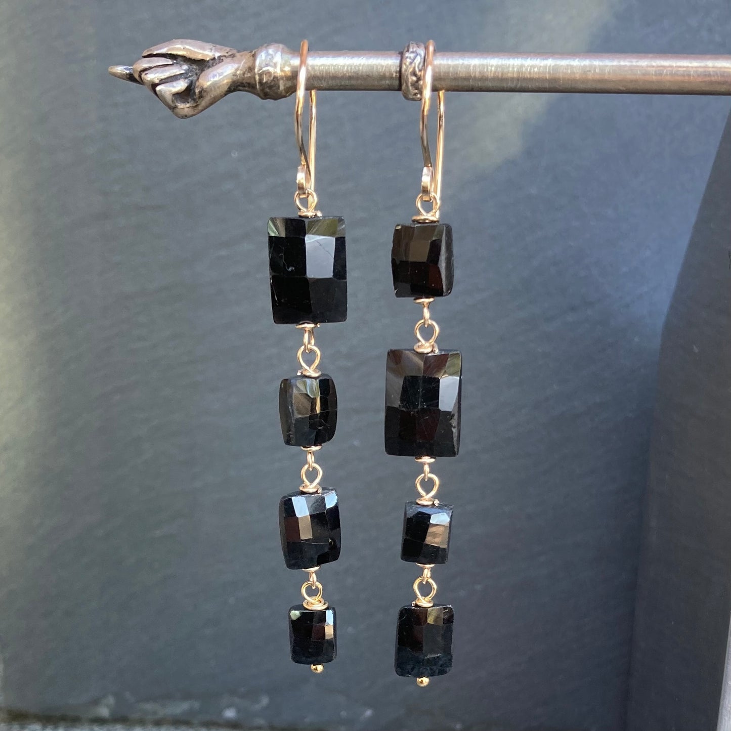 Black Spinel & Gold Earrings