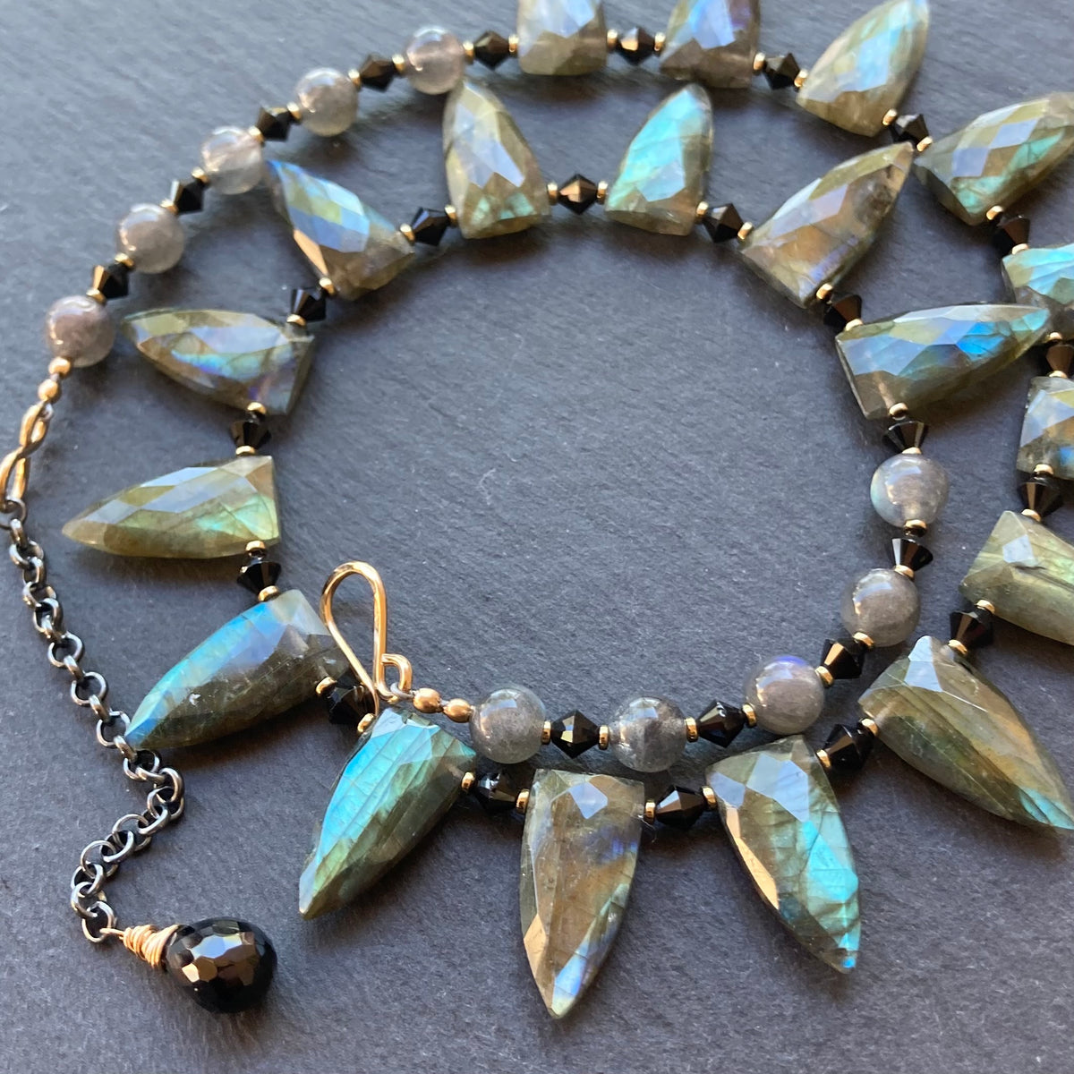Labradorite, Black Spinel & Pyrite Necklace