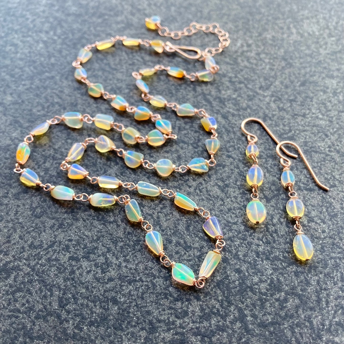 Ethiopian Opal & Rose Gold Necklace