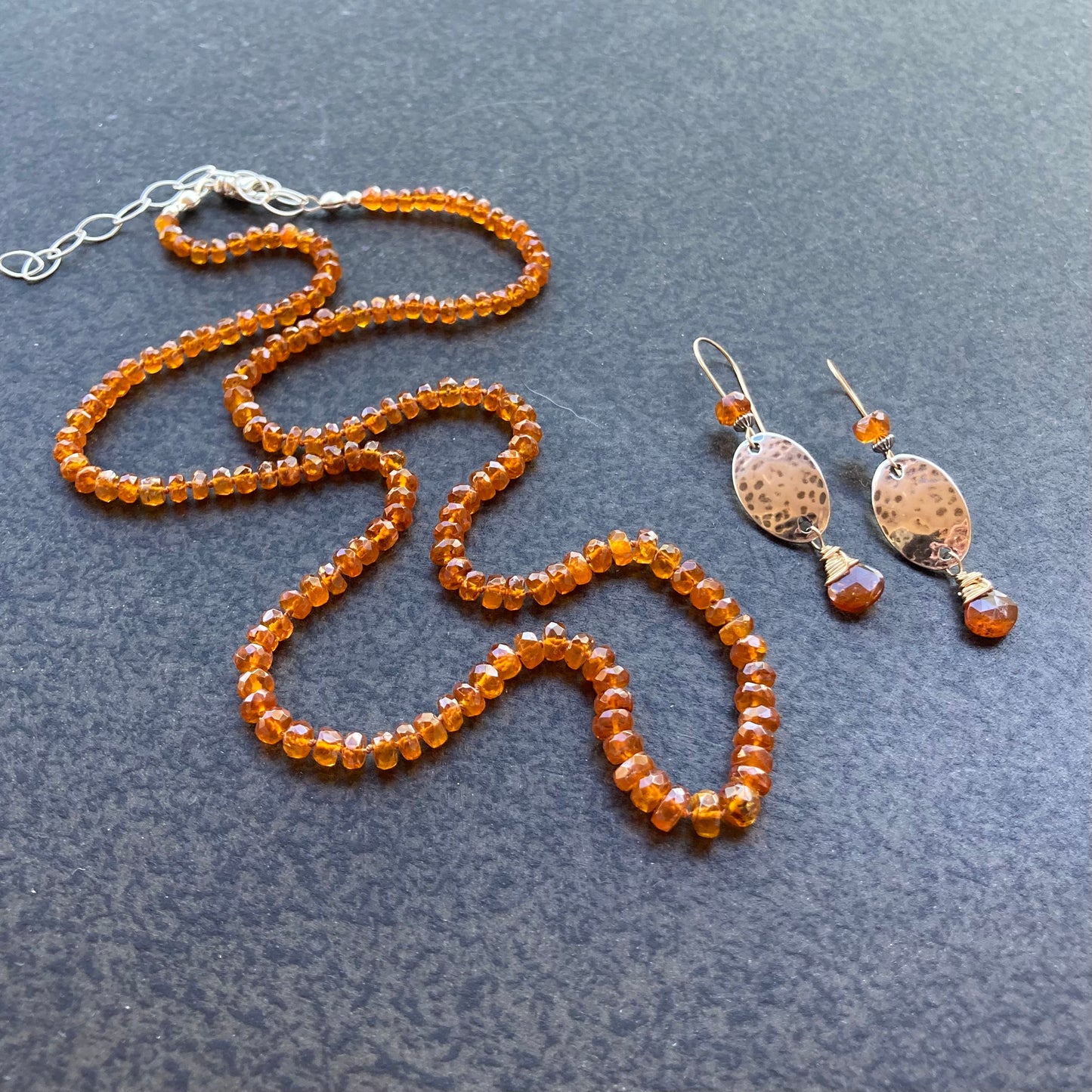 Orange Kyanite Hand Knotted Silk Necklace