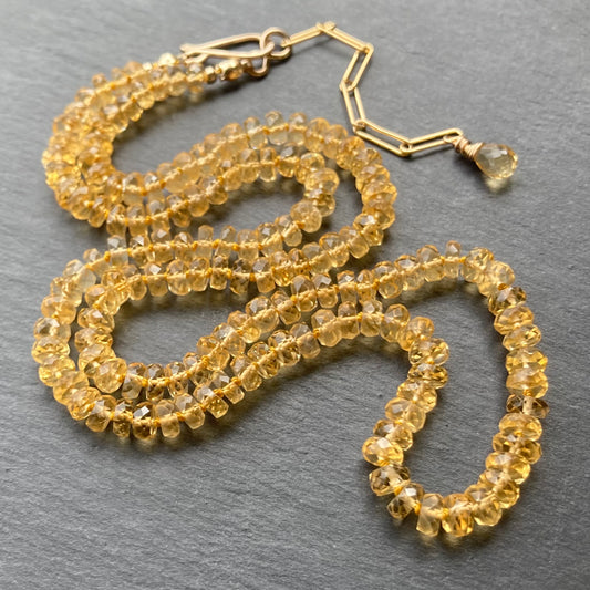 Citrine Hand Knotted Silk Necklace