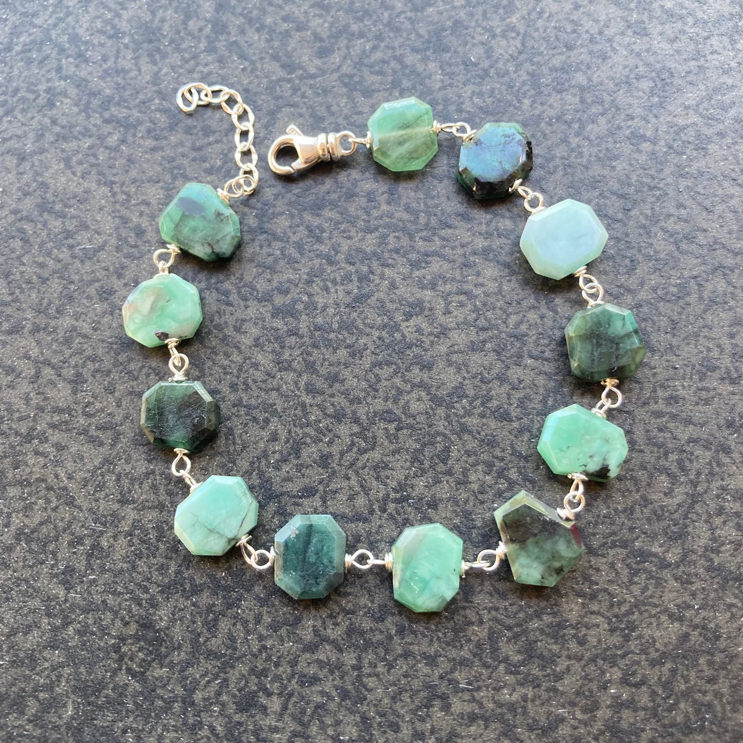 Natural Emerald & Sterling Silver Bracelet