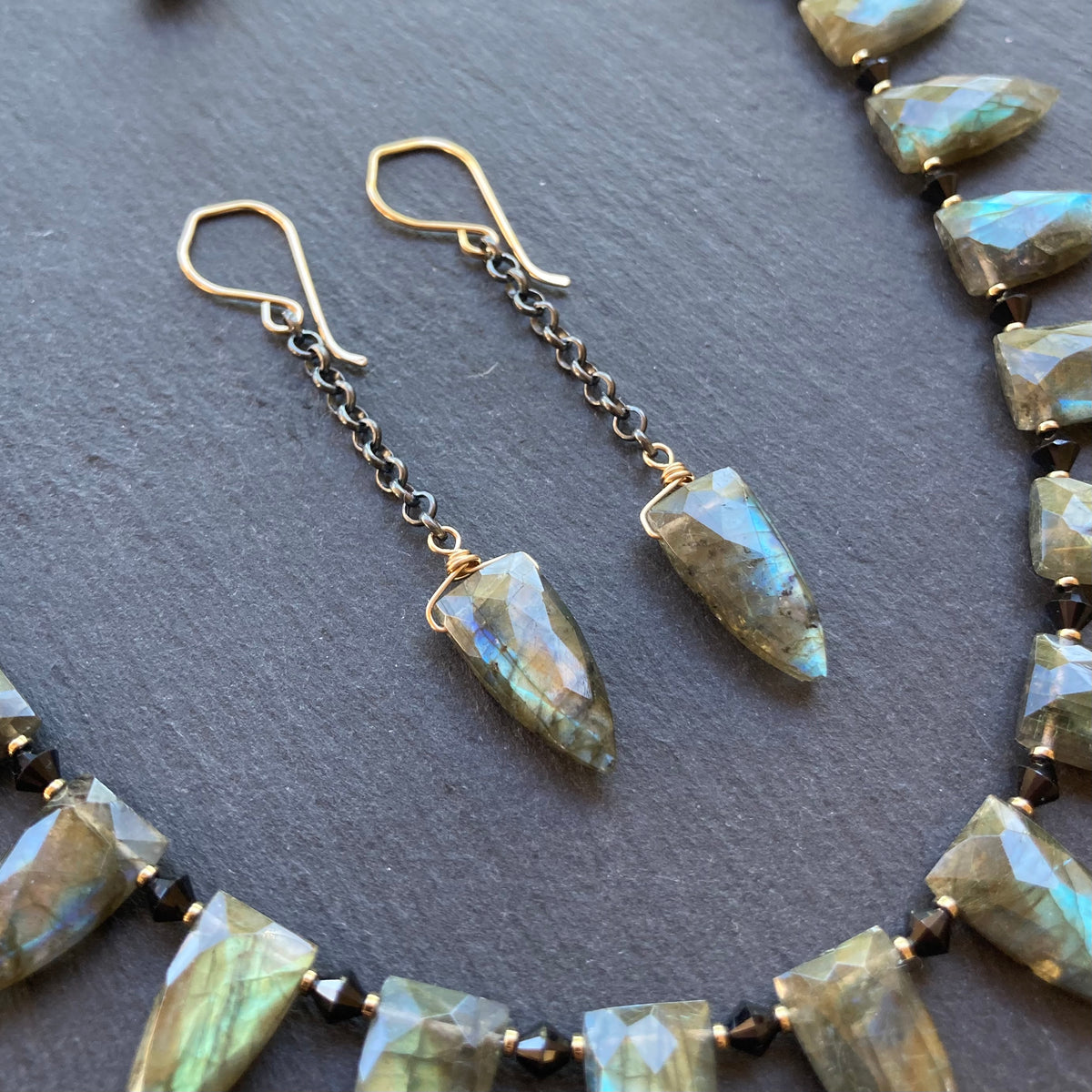 Labradorite, Black Spinel & Pyrite Necklace