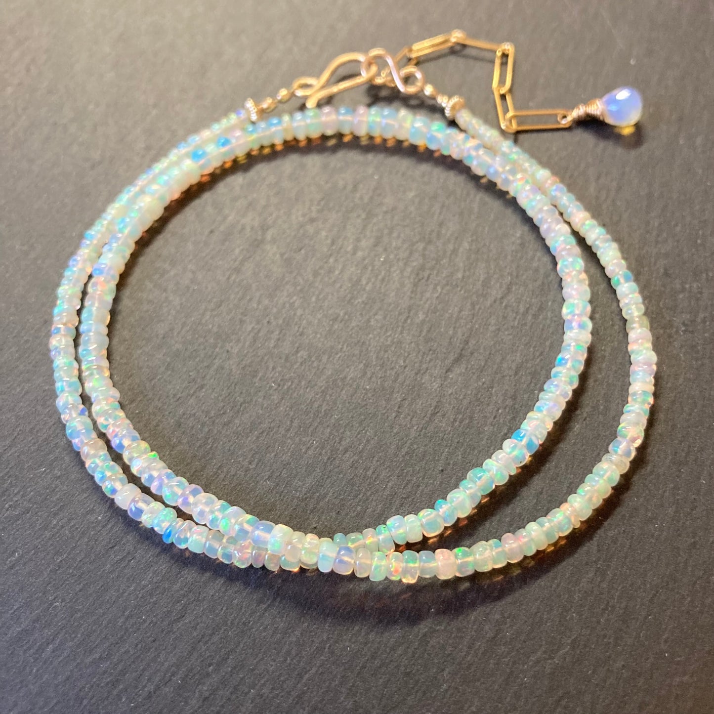 Ethiopian Opal & Gold Beaded Necklace