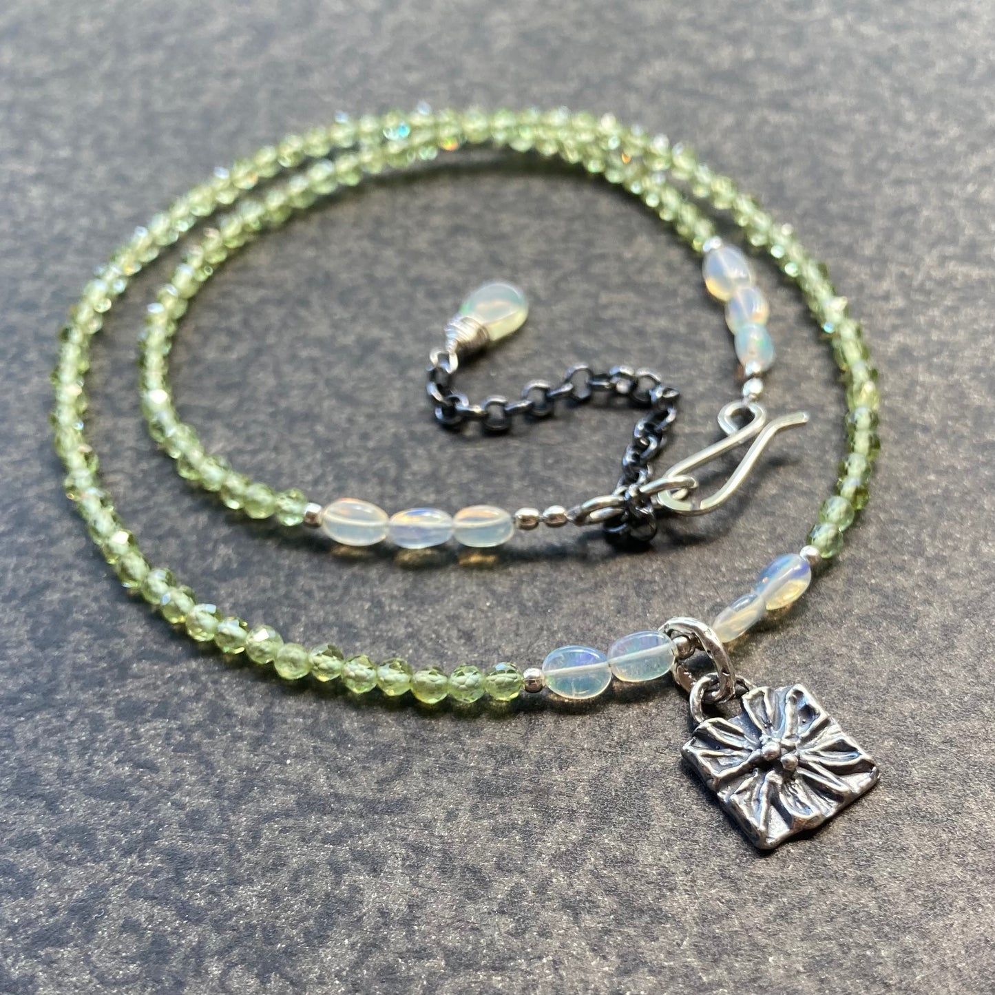 Peridot, Ethopian Opal & Sterling Silver Blossom Choker