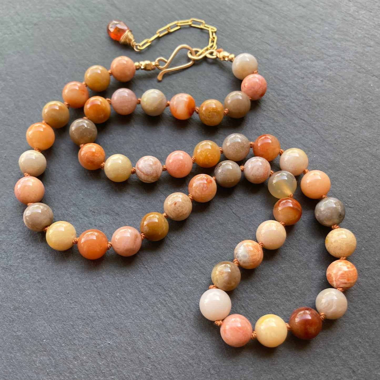 Fossil Coral Hand Knotted Silk Necklace