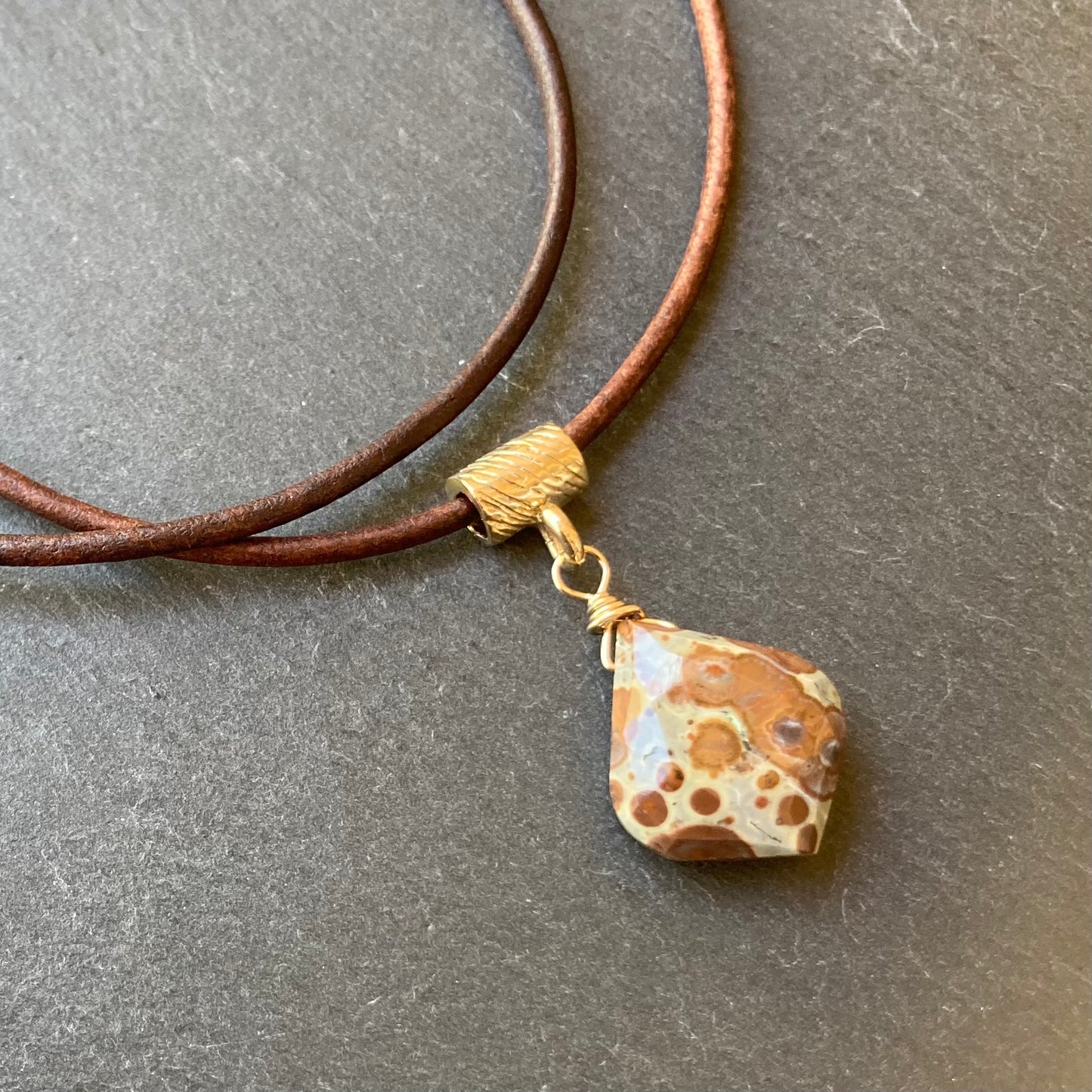 Asteroid Jasper & Bronze Leather Choker