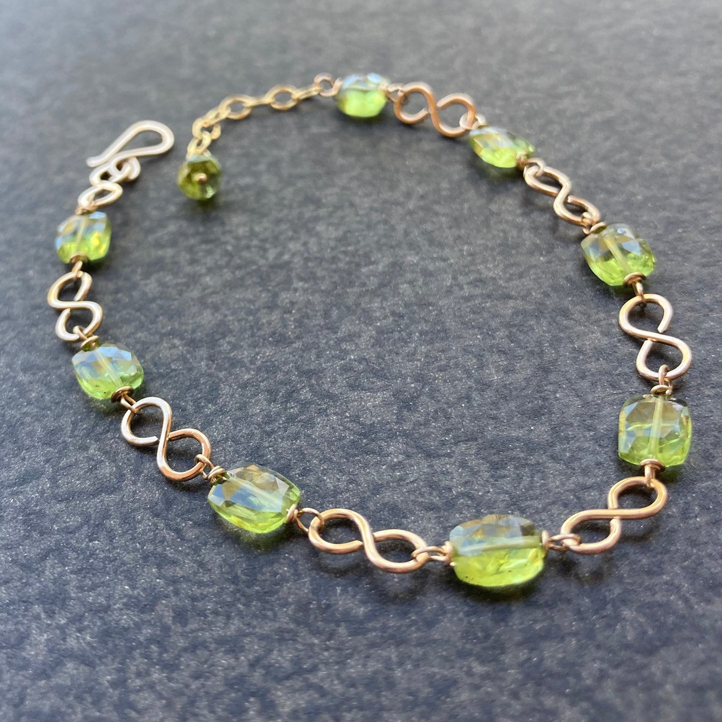 Peridot & Gold Infinity Link Bracelet