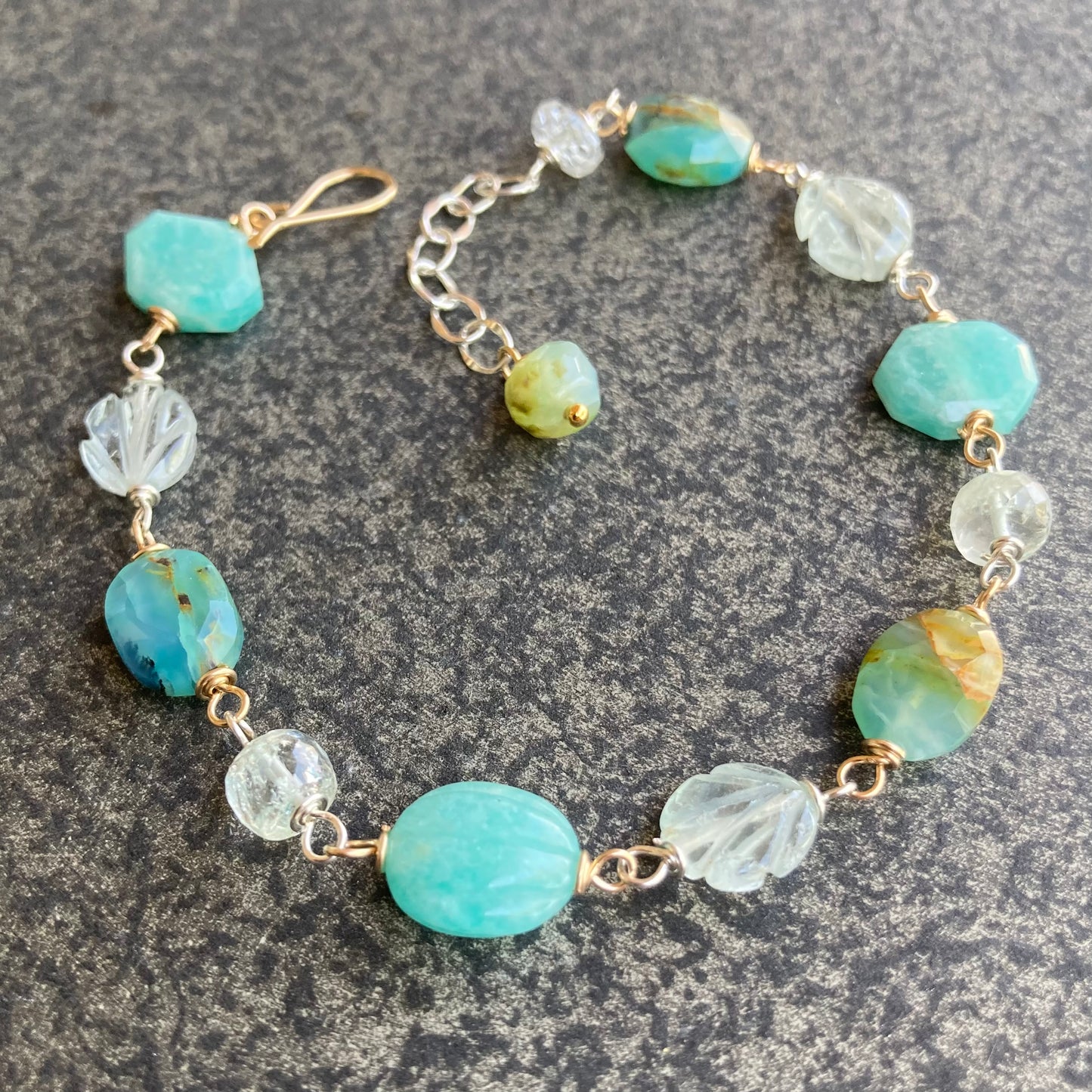 Amazonite Multi Gemstone & Mixed Metal Bracelet