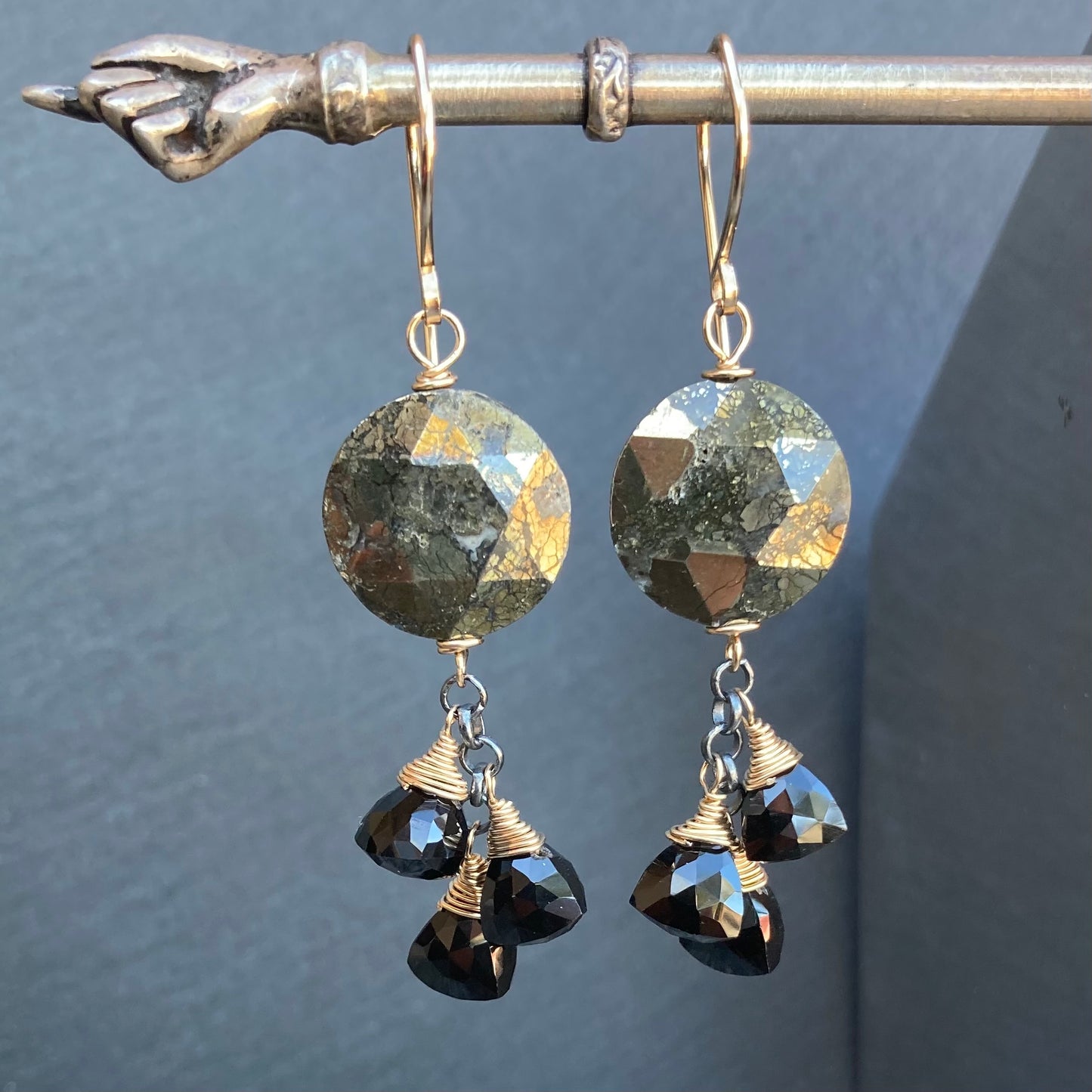 Nipomo Marcasite in Agate, Black Onyx & Mixed Metal Tassel Earrings