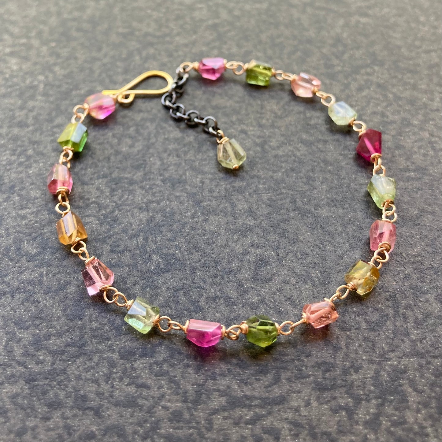 Multicolor Tourmaline & Mixed Metal Bracelet