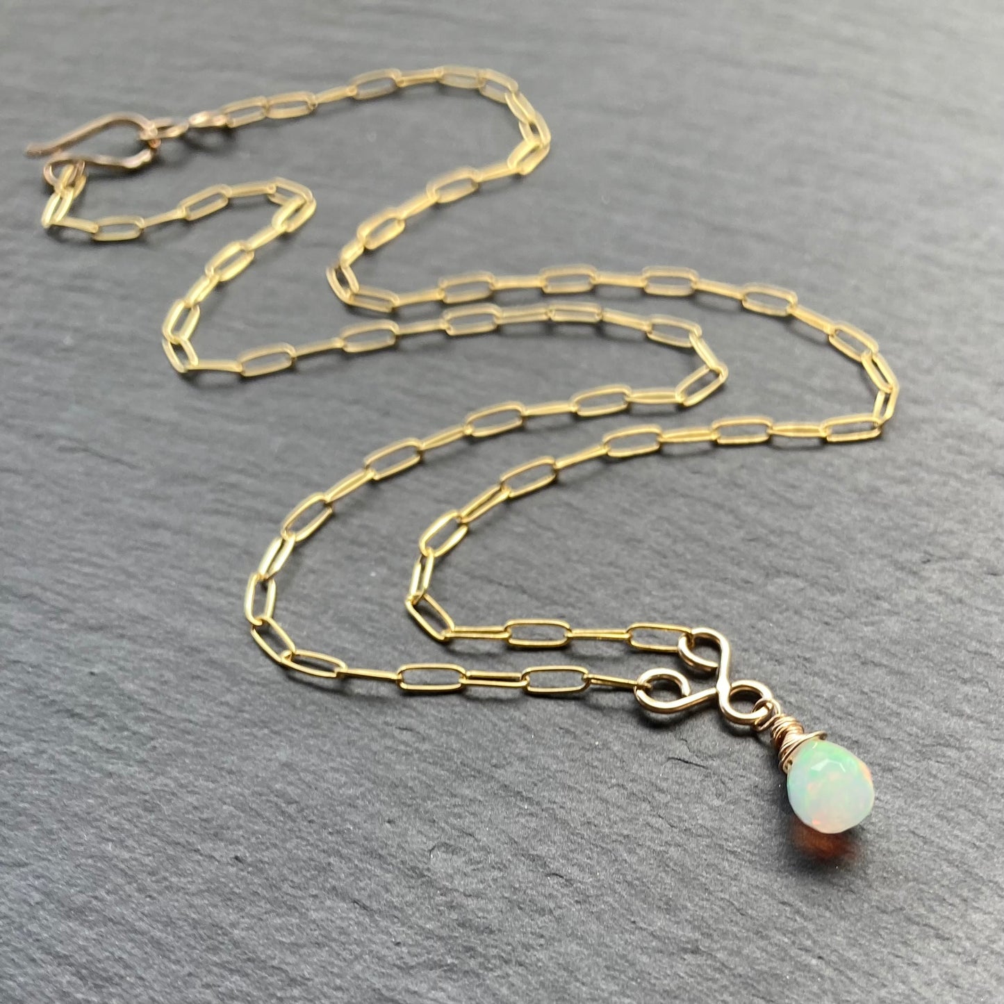 Ethiopian Opal & Gold Pendant Necklace