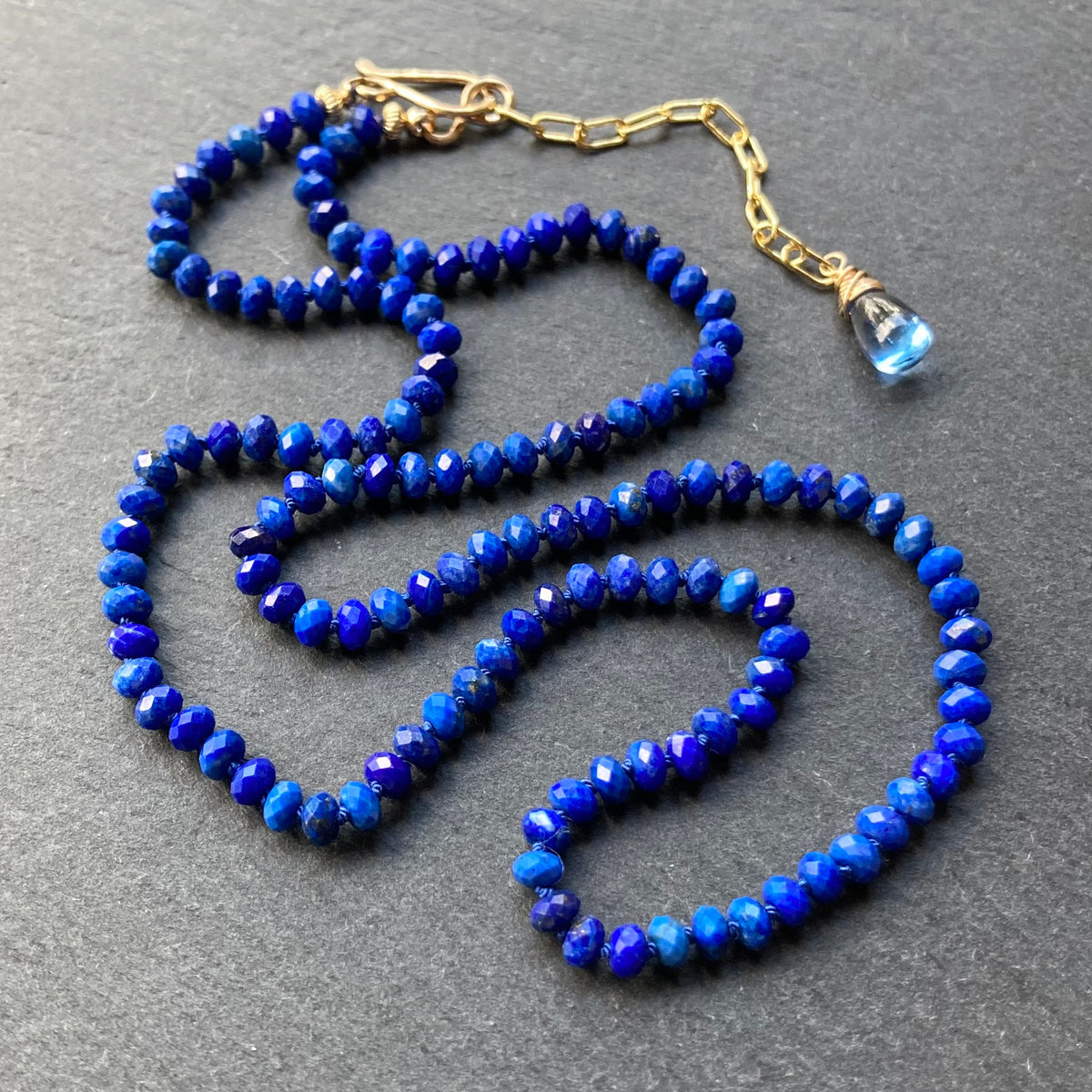 Lapis Lazuli Hand Knotted Silk Necklace