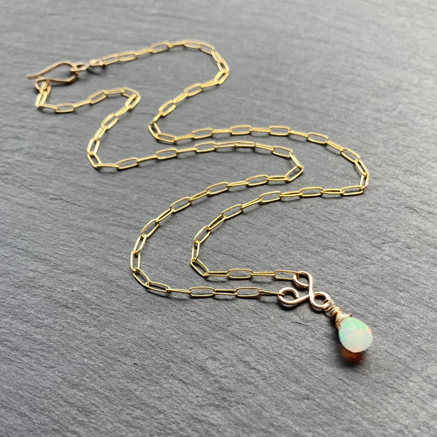 Ethiopian Opal & Gold Pendant Necklace