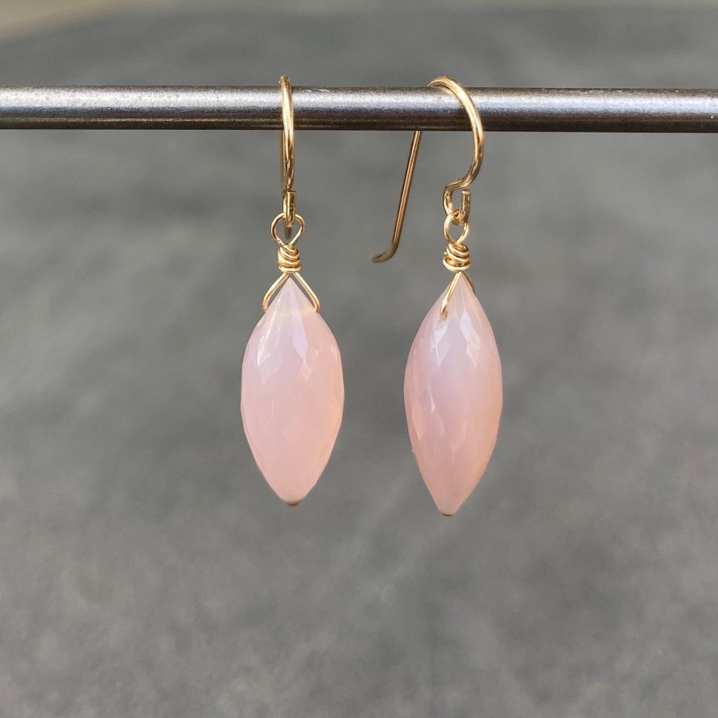 Pink Chalcedony & 14k Gold Earrings
