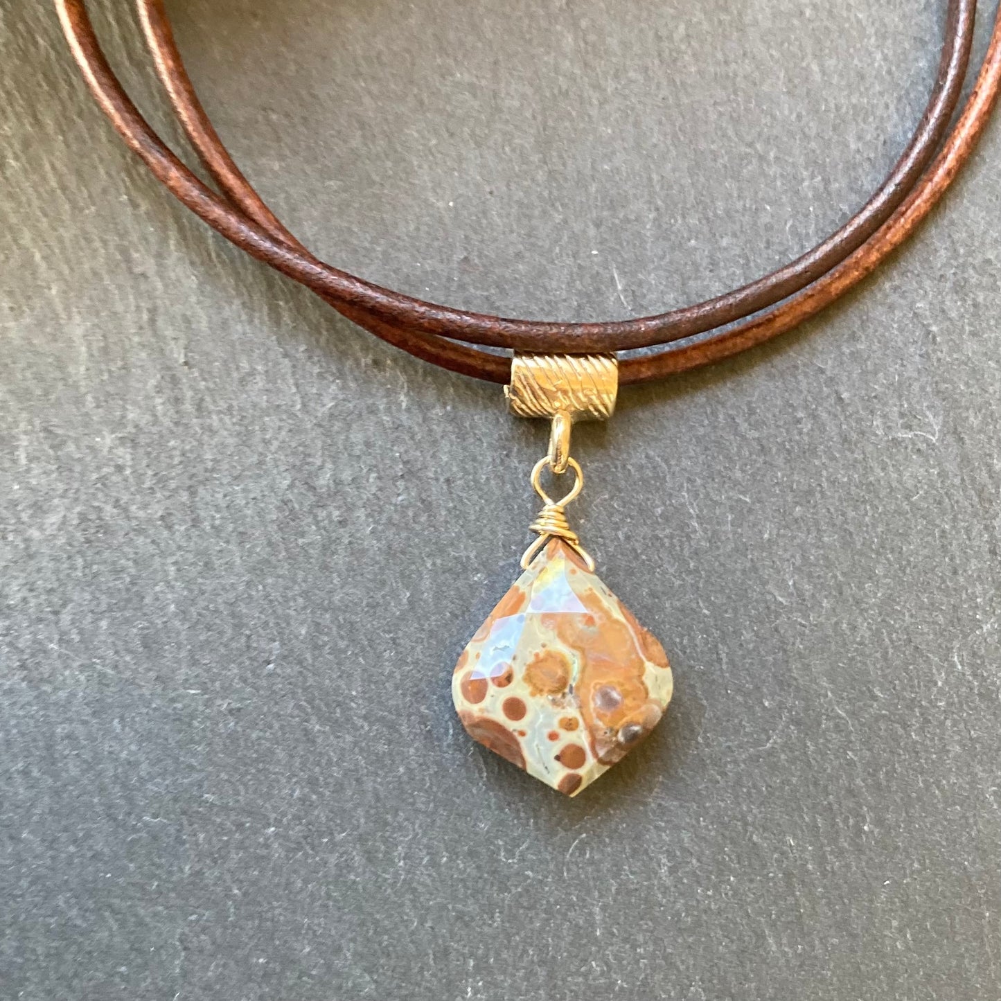 Asteroid Jasper & Bronze Leather Choker