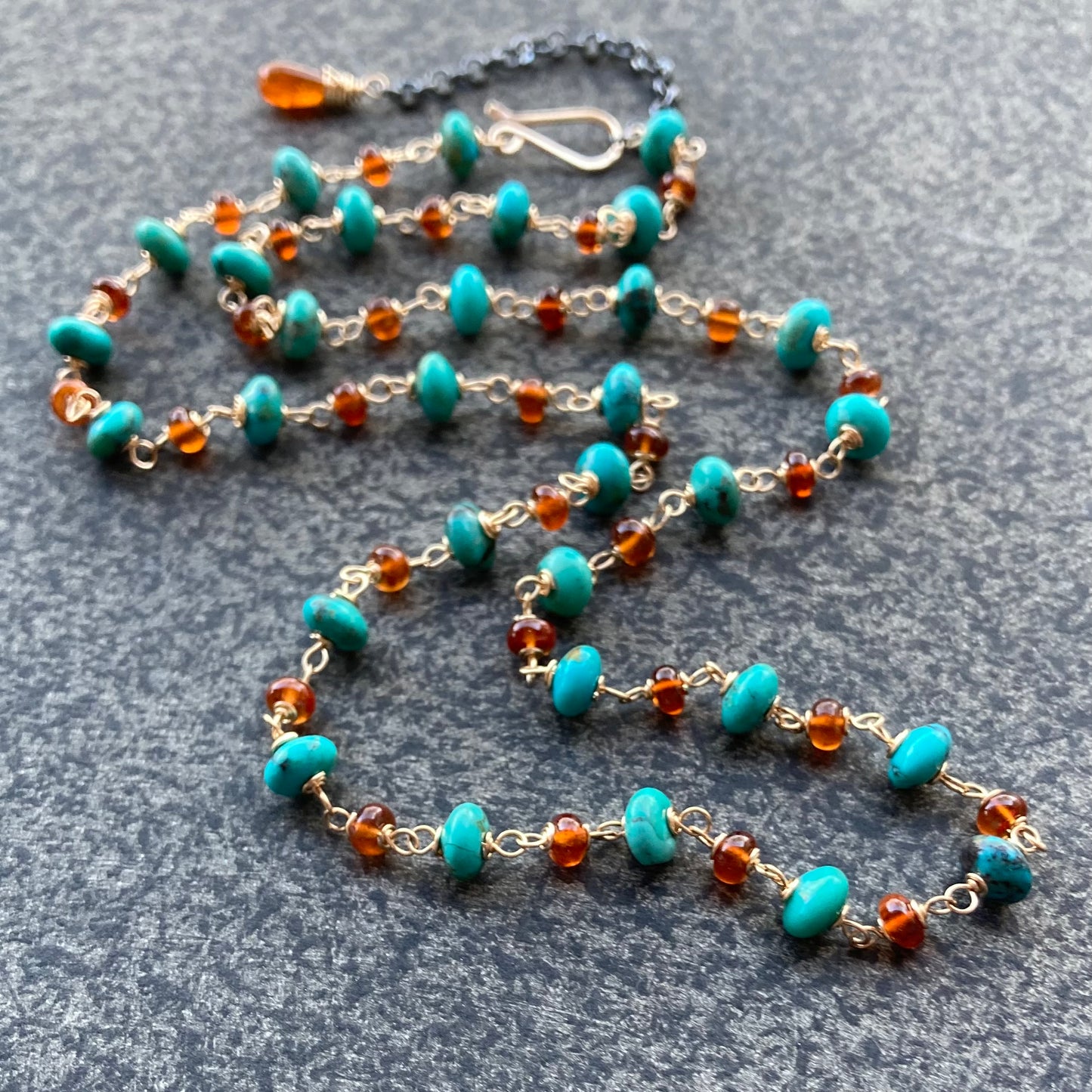 Tibet Turquoise, Hessonite & Gold Necklace