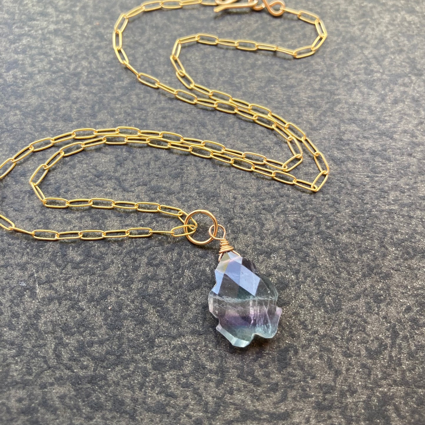 Fluorite & Gold Pendant Necklace