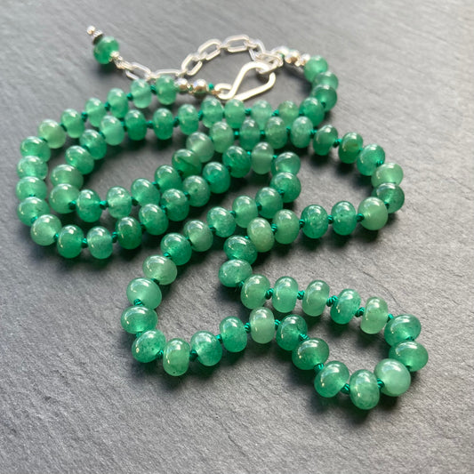 Aventurine Hand Knotted Silk Necklace