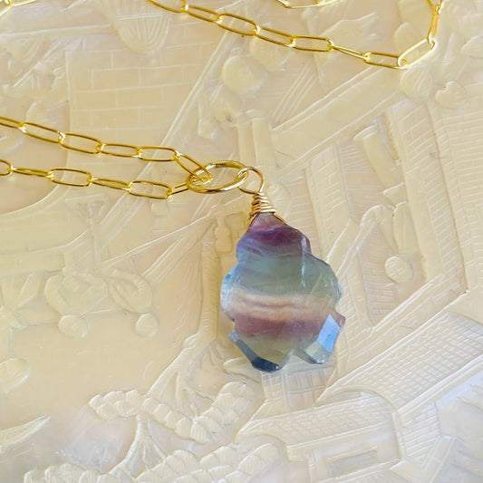 Fluorite & Gold Pendant Necklace