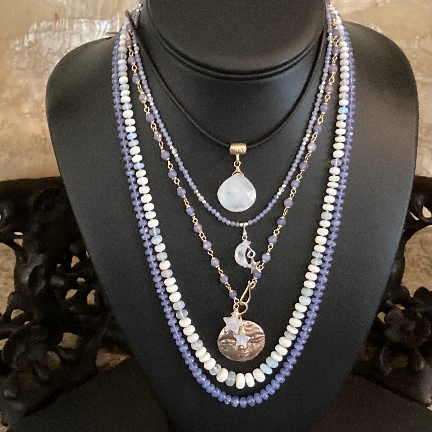 Tanzanite, Gold & Bronze Moonglow Pendant Necklace