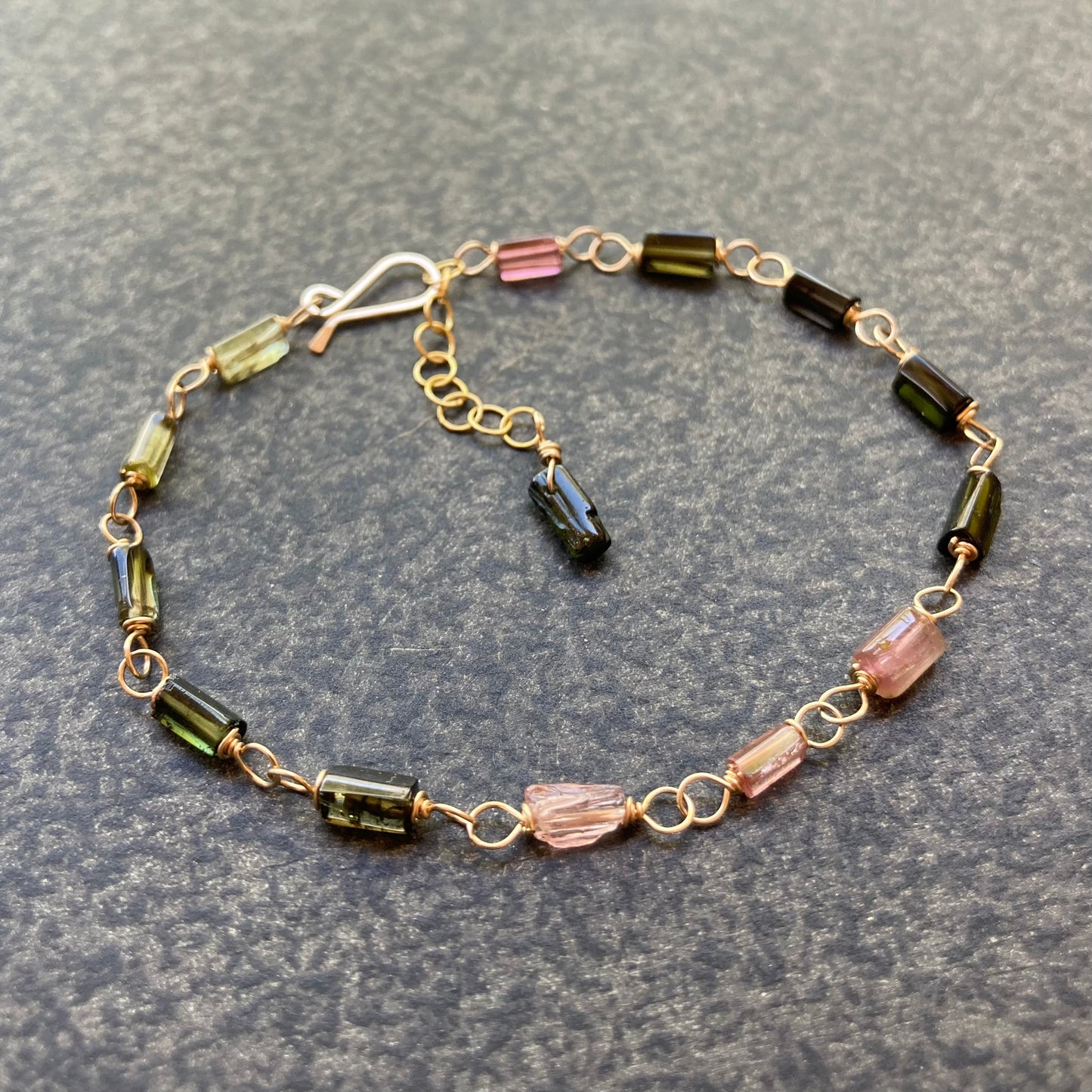 Watermelon Tourmaline & Gold Bracelet