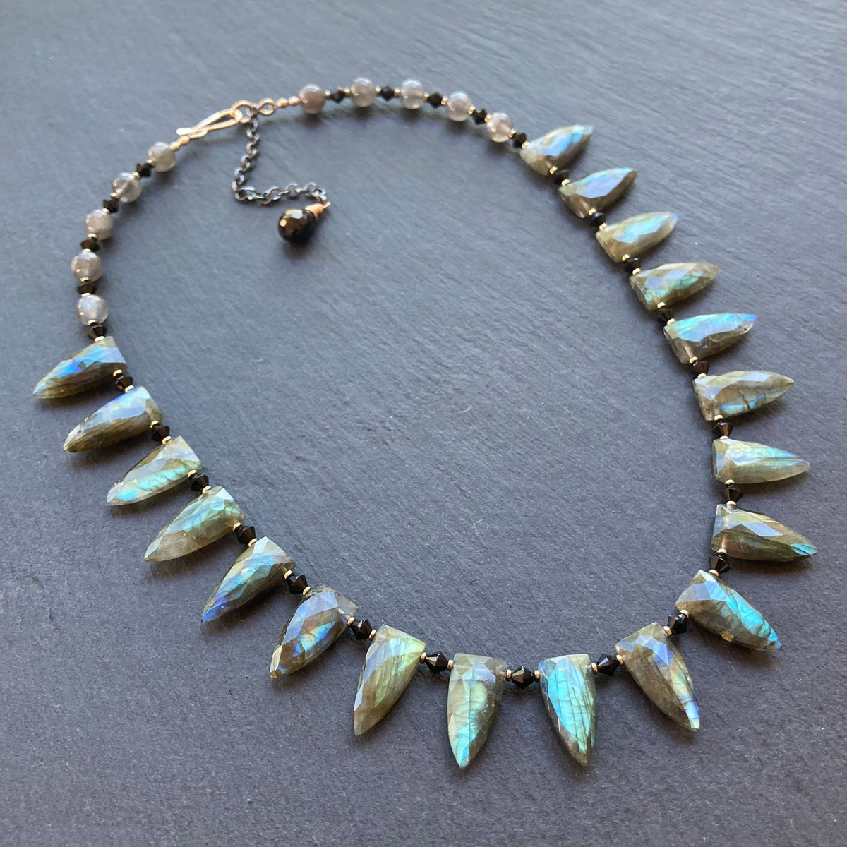 Labradorite, Black Spinel & Pyrite Necklace