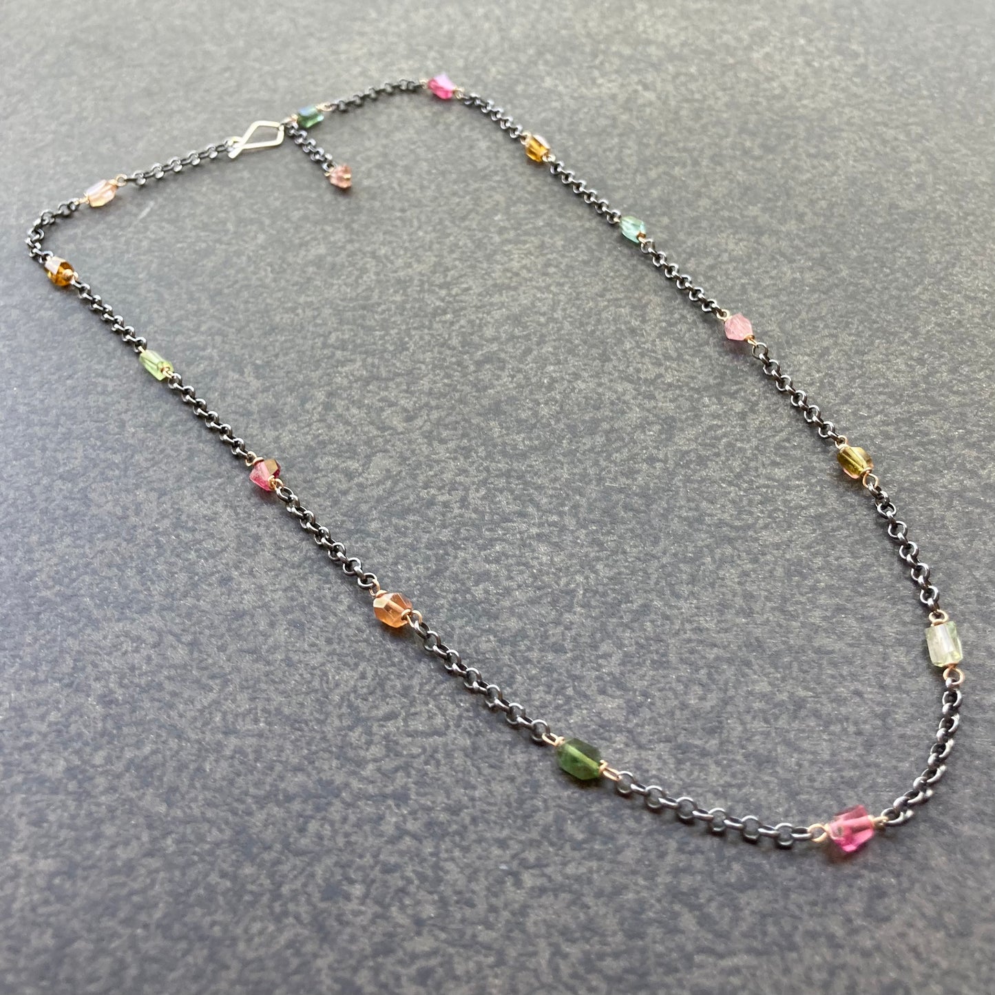 Multicolor Tourmaline & Mixed Metal Necklace