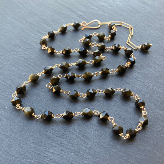 Golden Obsidian & Gold Necklace