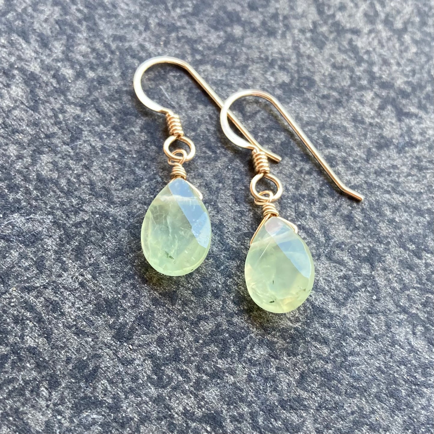 Prehnite & Gold Earrings