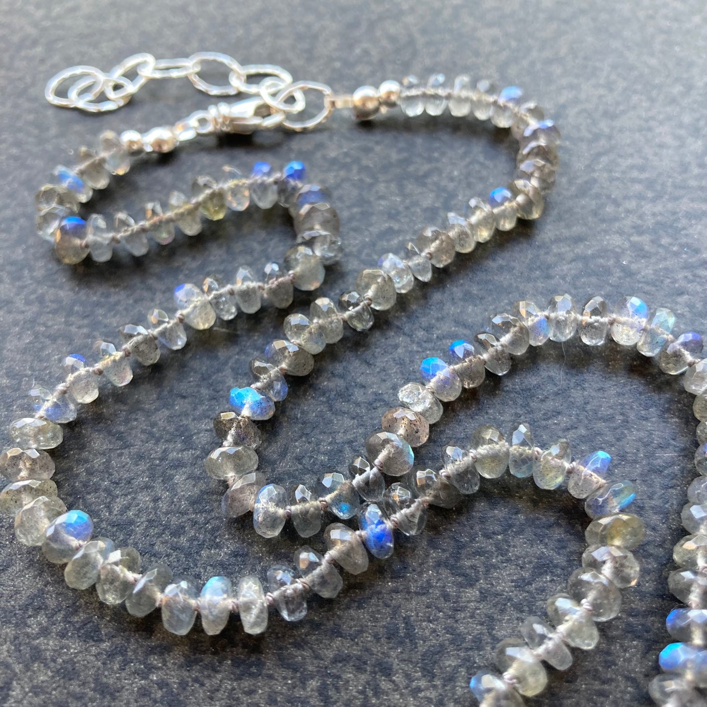 Labradorite Hand Knotted Silk Necklace