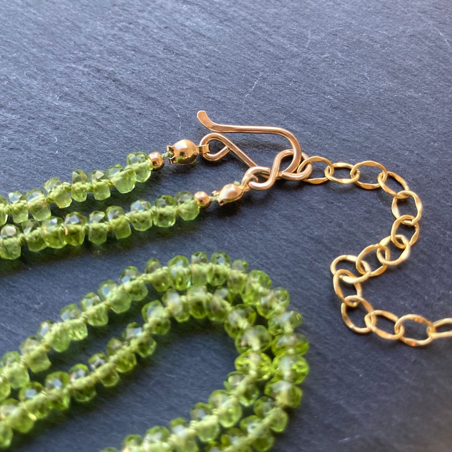 Peridot Hand Knotted Silk Necklace