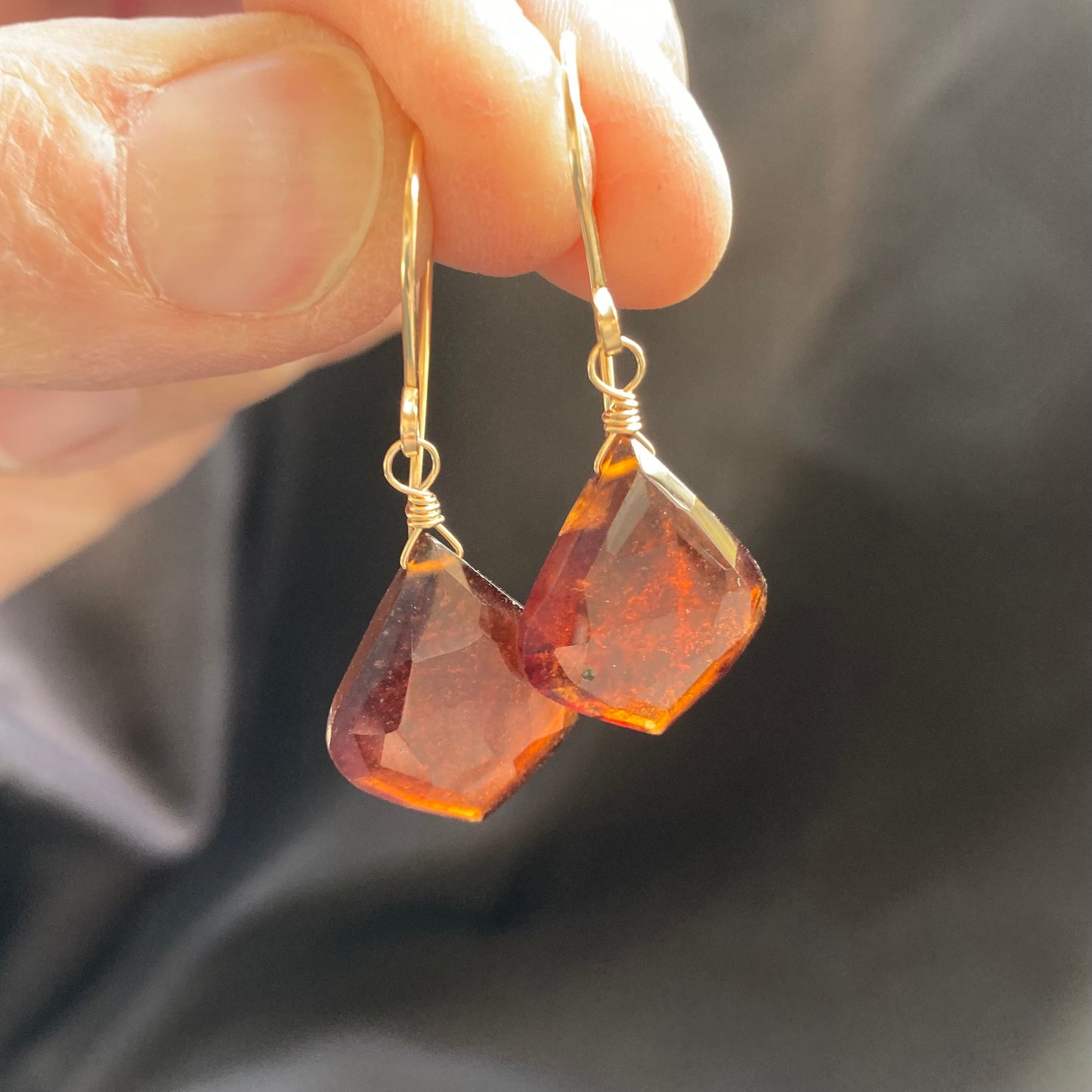 Hessonite & Gold Earring