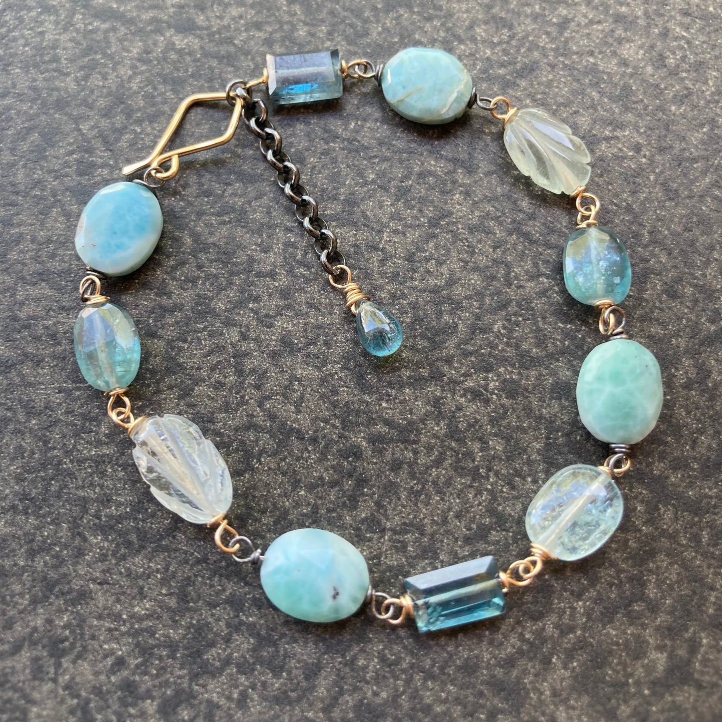 Larimar Multi Gemstone & Mixed Metal Bracelet