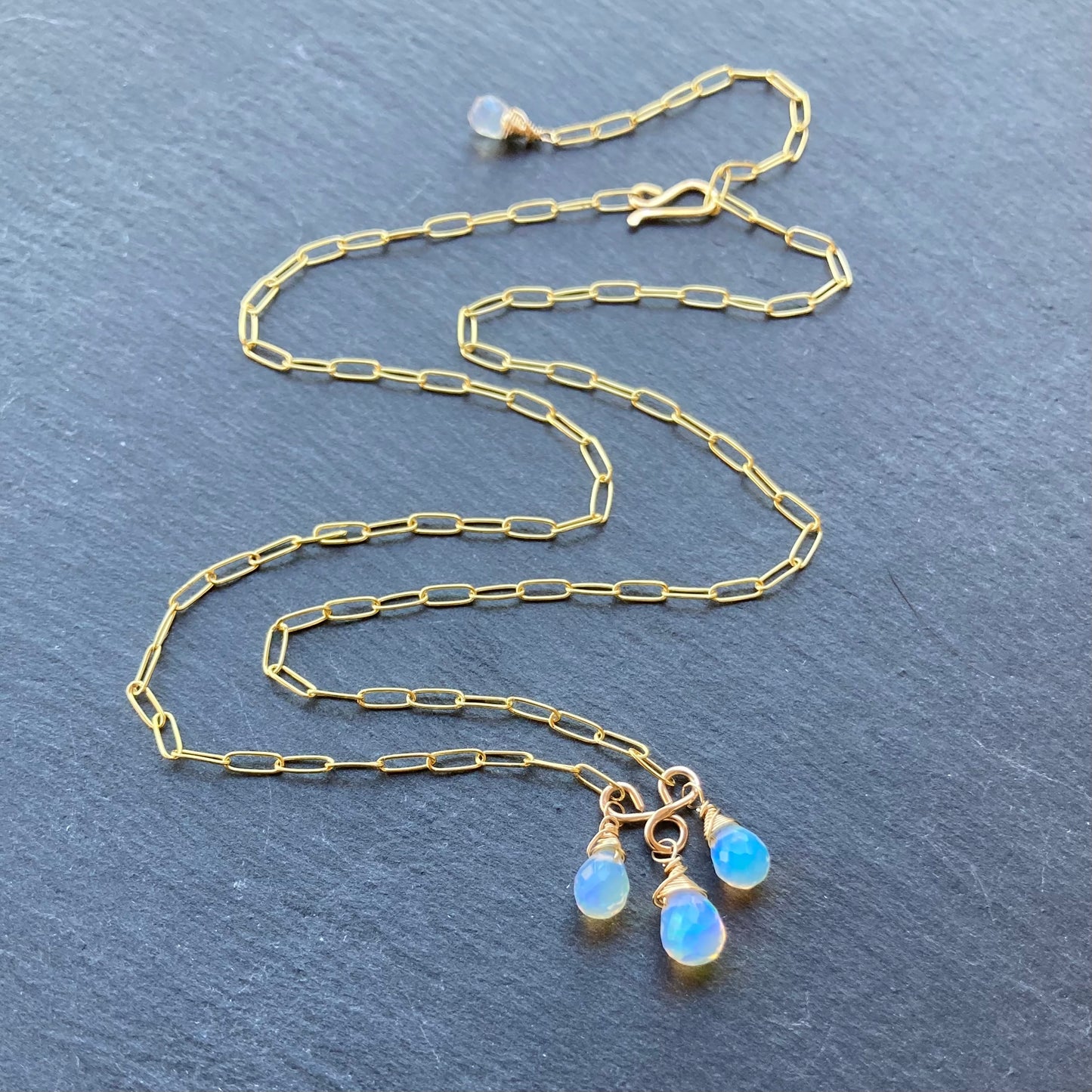 Ethiopian Opal & Gold Pendant Necklace
