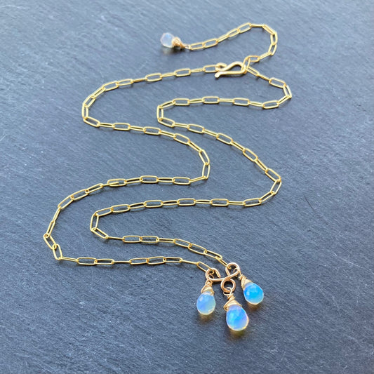 Ethiopian Opal & Gold Pendant Necklace