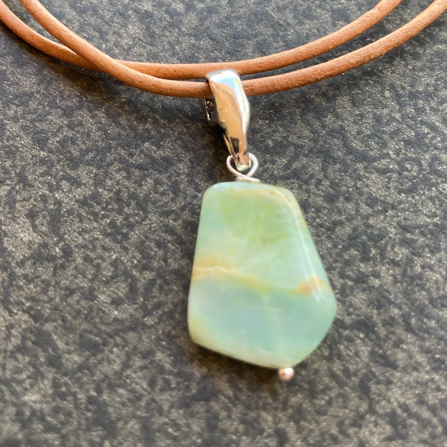 Peruvian Opal & Sterling Silver Leather Choker