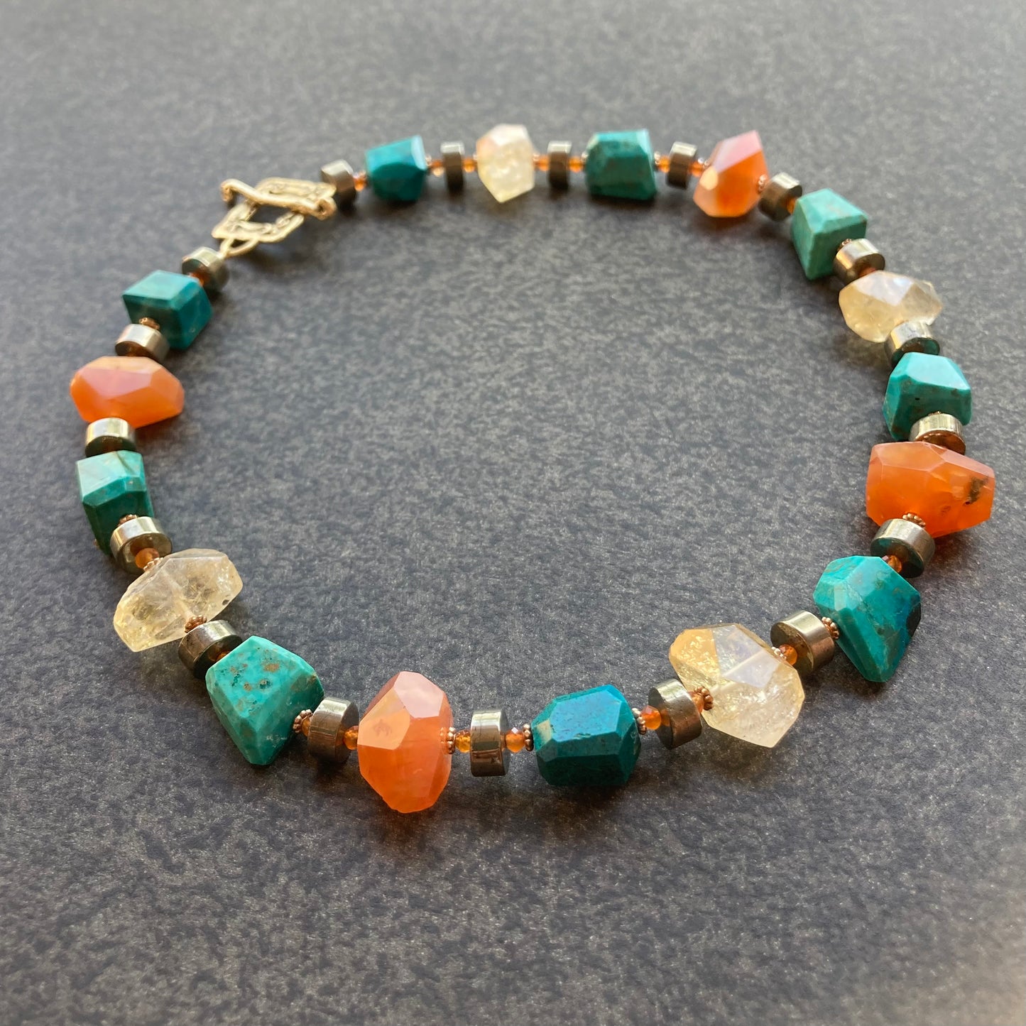 Chrysocolla, Carnelian, Citrine & Pyrite Collar