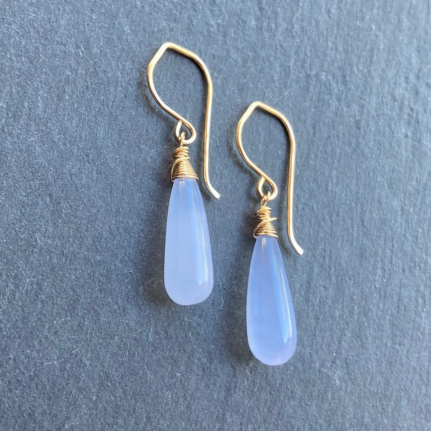 Blue Lace Agate & Gold Earrings