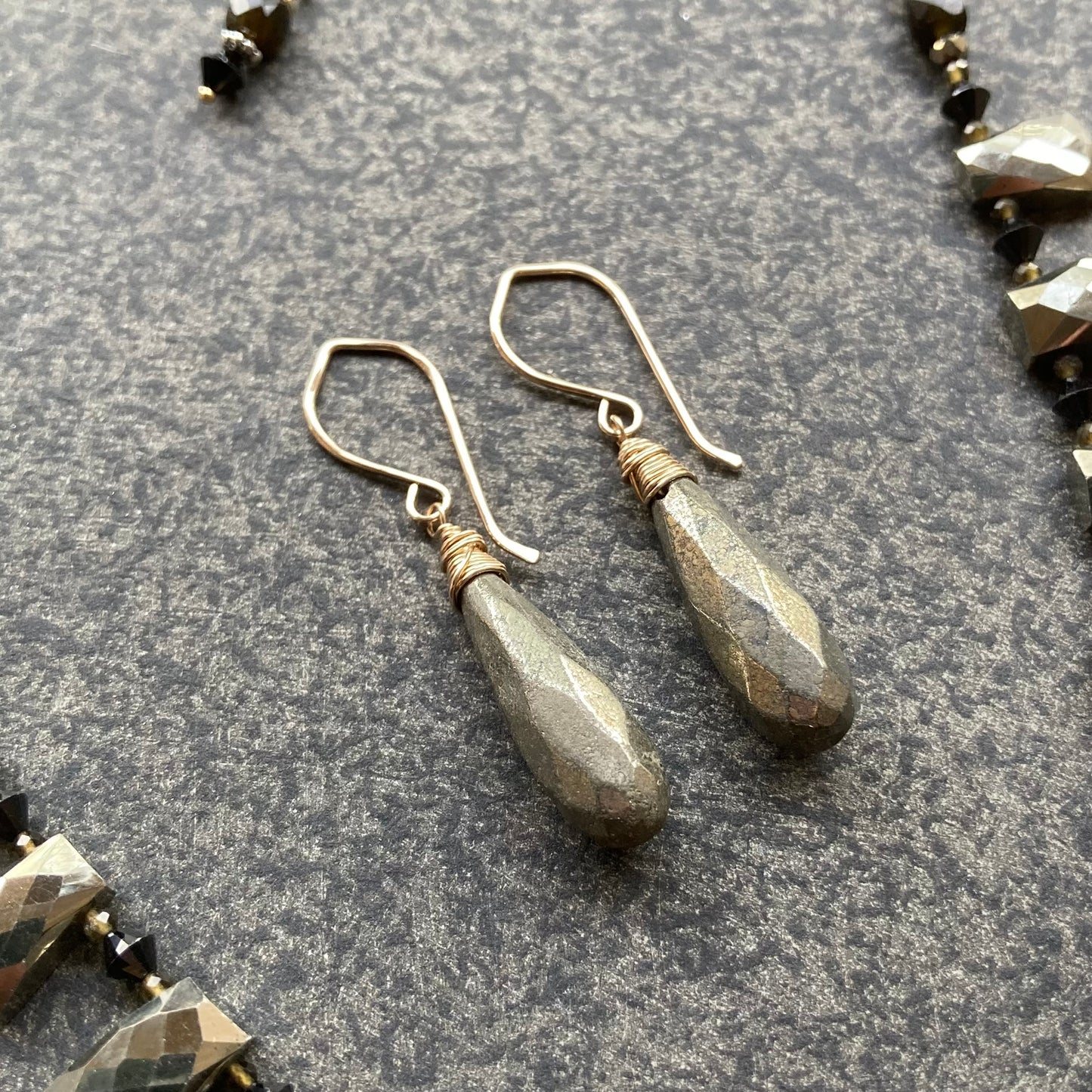 Pyrite & Gold Earrings