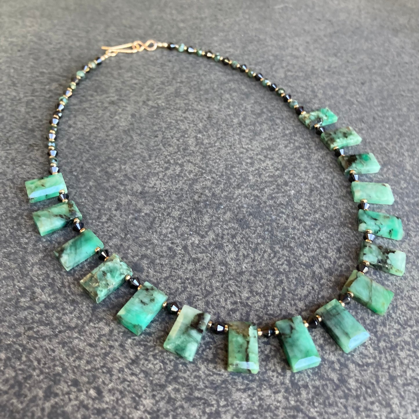 Natural Emerald, Black Spinel & Pyrite Collar