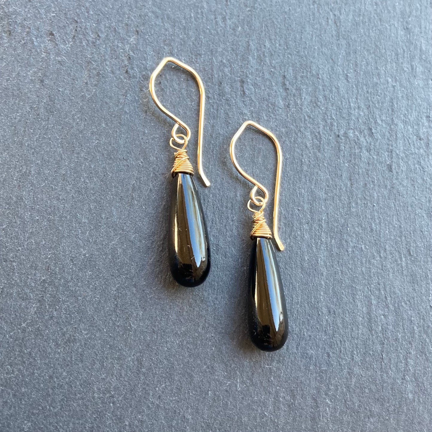 Black Onyx & Gold Earrings
