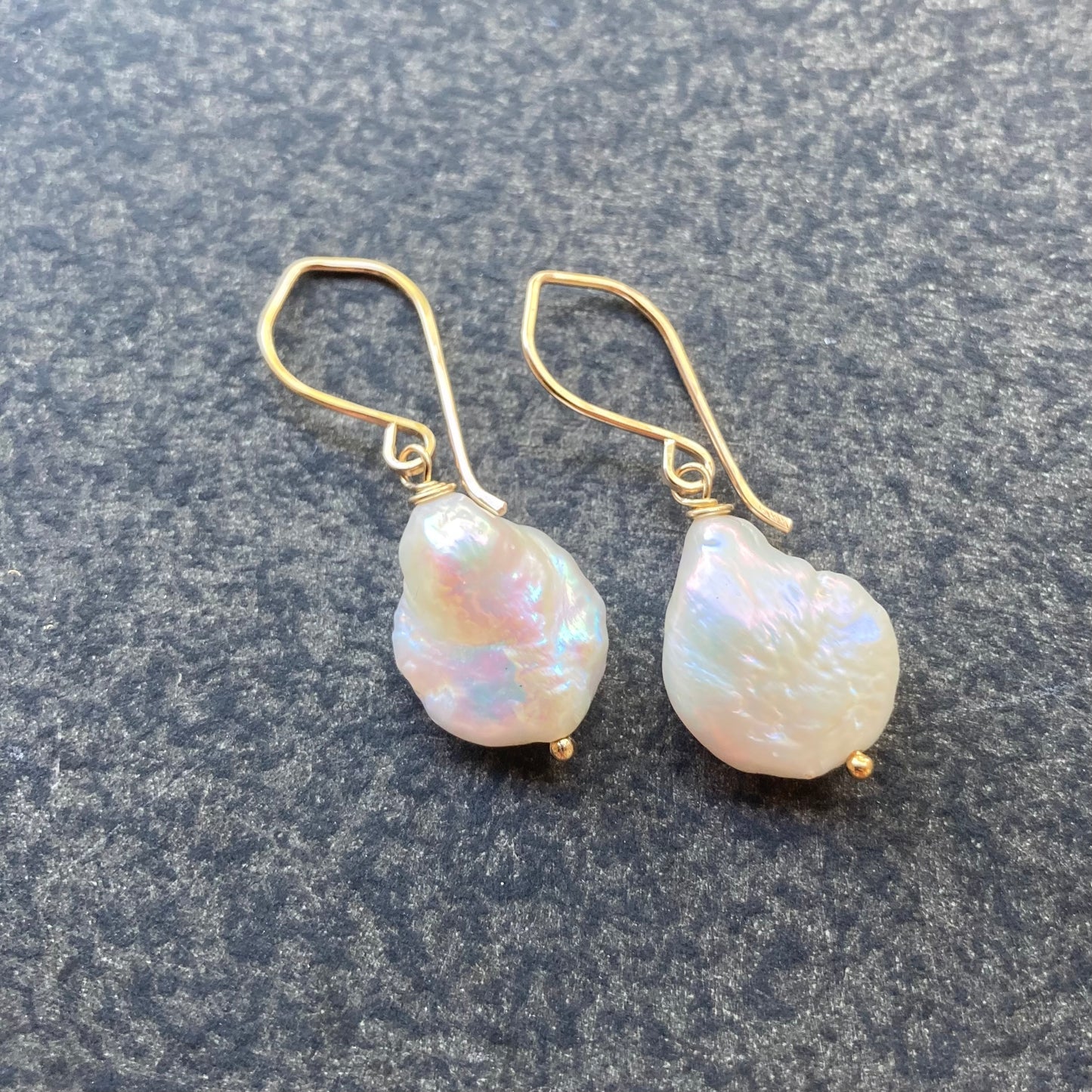 Freshwater Coin Pearl & Gold Earrings